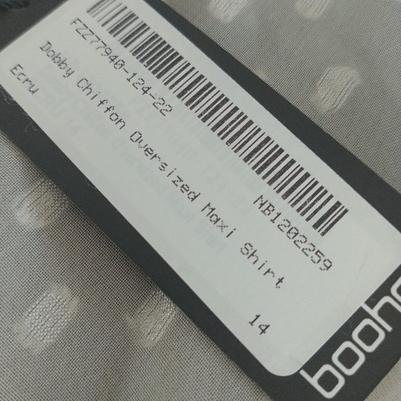 boohoo Dobby Chiffon Oversized Maxi Shirt Ecru 14 - Picture 8 of 12